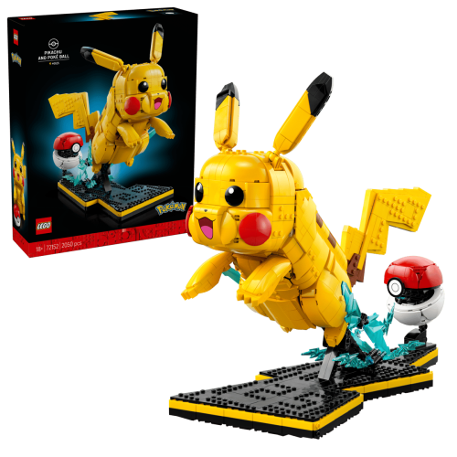 Model LEGO Pikachu i Poké Ball 72152 na podstawce