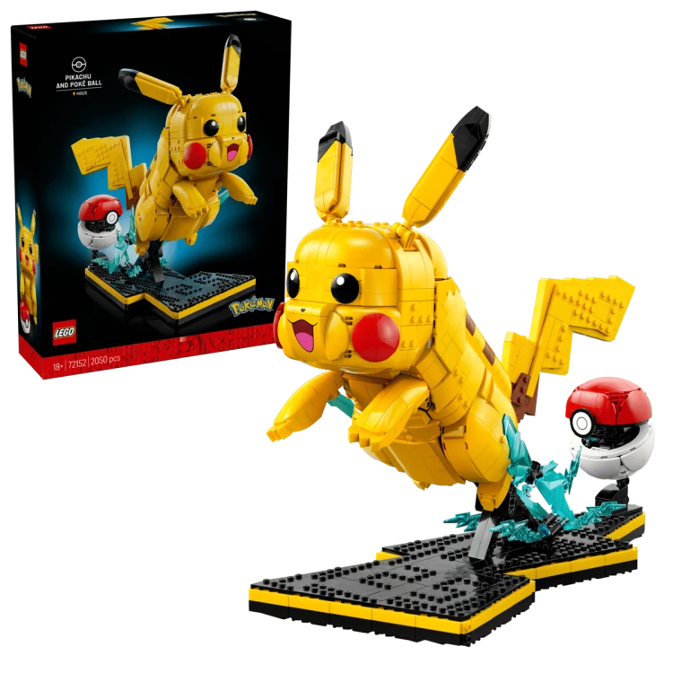 Model LEGO Pikachu i Poké Ball 72152 na podstawce