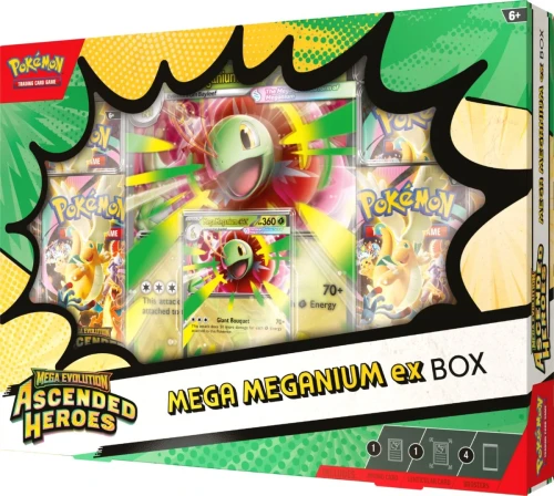 Oryginalnie zapieczętowany box Pokémon Mega Meganium ex z serii Mega Evolution Ascended Heroes