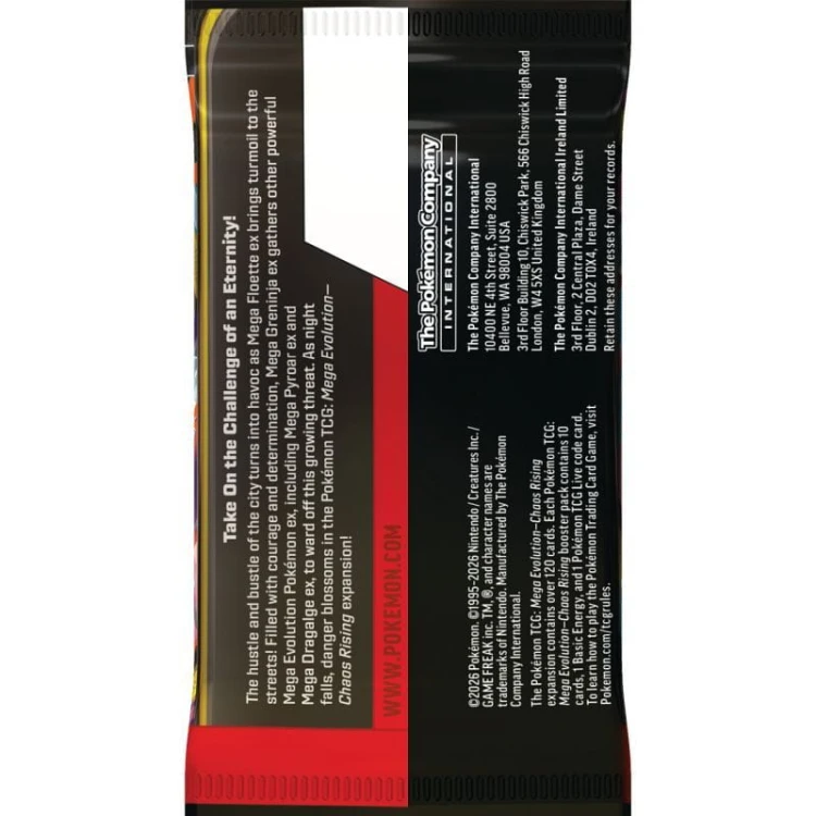 Pokémon TCG Mega Evolution Chaos Rising Booster - tył