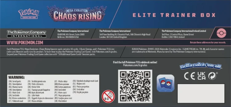 okémon TCG Mega Evolution Chaos Rising Elite Trainer Box - tył