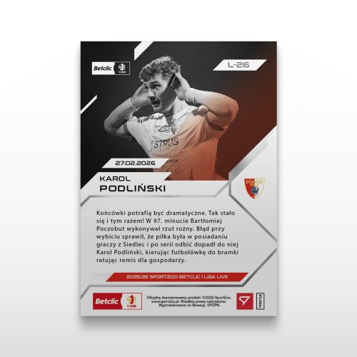 Karol Podliński - SportZoo Betclic 1 Liga 2025/26 LIVE - Back