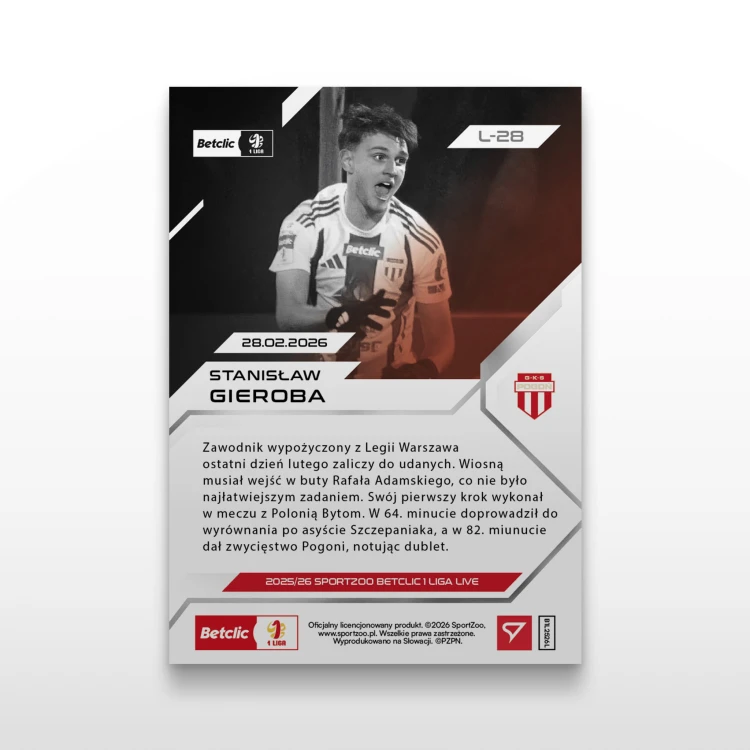 Stanisław Gieroba - SportZoo Betclic 1 Liga 2025/26 LIVE - Back