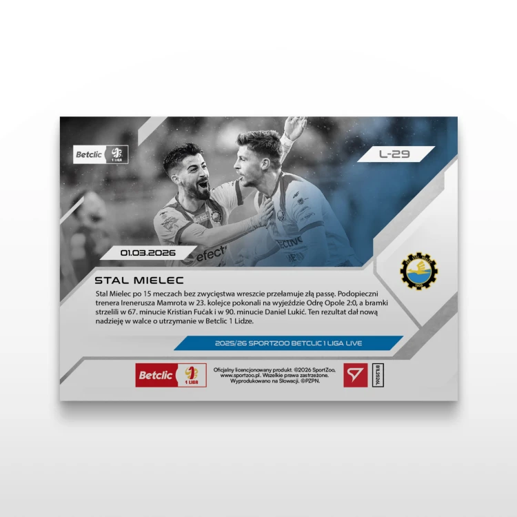 Stal Mielec - SportZoo Betclic 1 Liga 2025/26 LIVE - Back