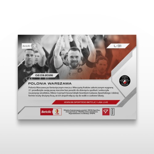 Polonia Warszawa - SportZoo Betclic 1 Liga 2025/26 LIVE - Back
