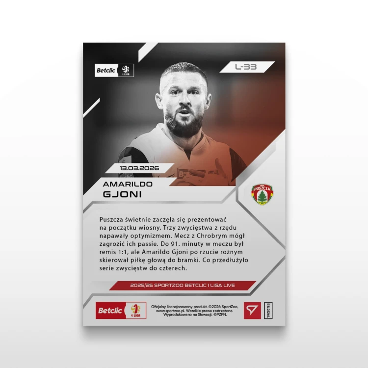 Amarildo Gjoni - SportZoo Betclic 1 Liga 2025/26 LIVE - Back
