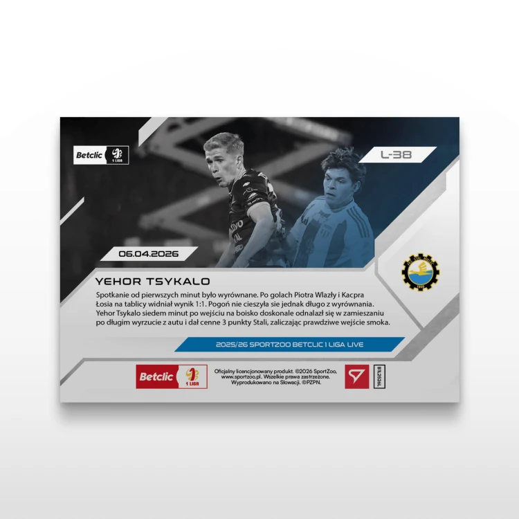 Yehor Tsykalo - SportZoo Betclic 1 Liga 2025/26 LIVE - Back