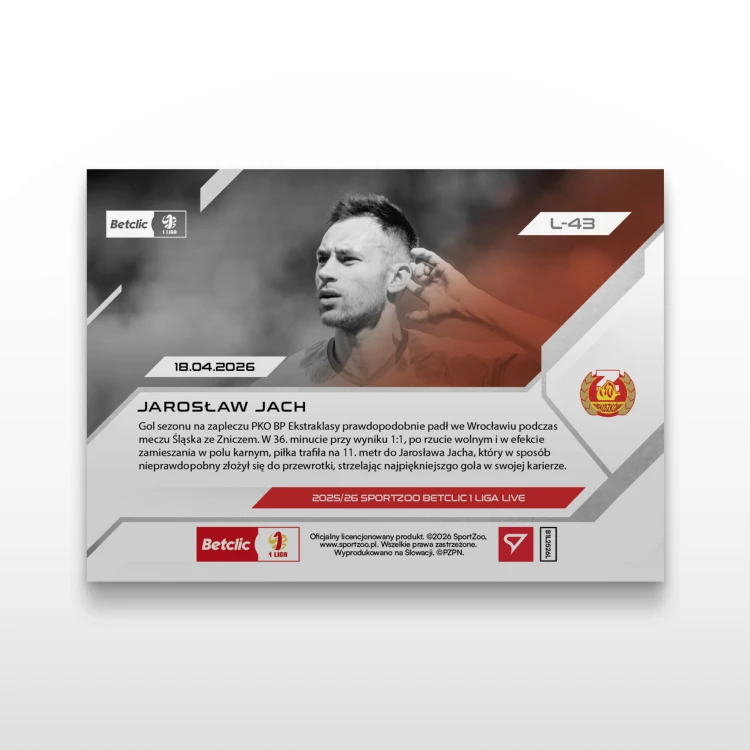Jarosław Jach - SportZoo Betclic 1 Liga 2025/26 LIVE - Back