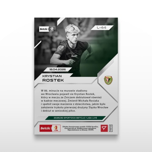Krystian Rostek - SportZoo Betclic 1 Liga 2025/26 LIVE - Back