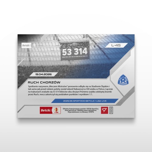 Ruch Chorzów - SportZoo Betclic 1 Liga 2025/26 LIVE - Back