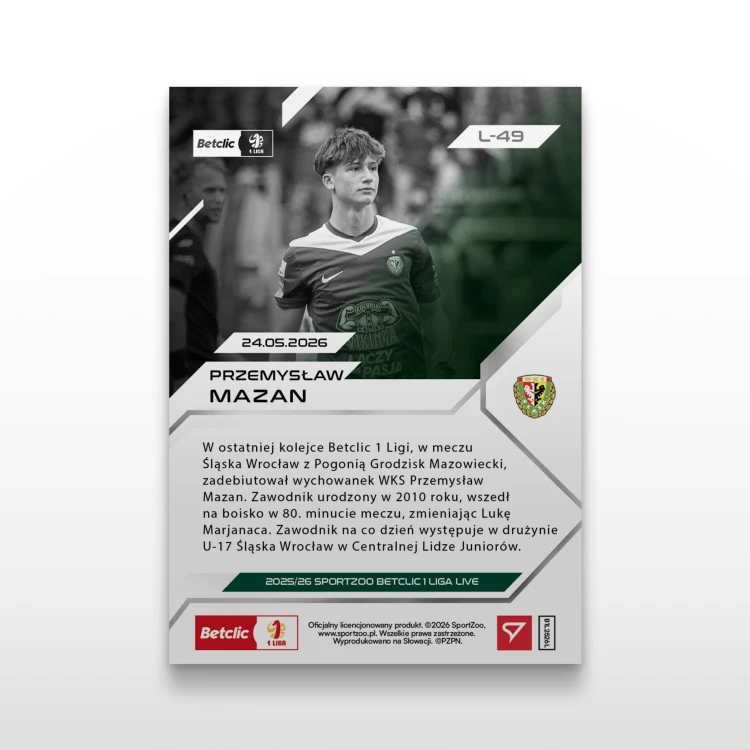 Przemysław Mazan - SportZoo Betclic 1 Liga 2025/26 LIVE - Back