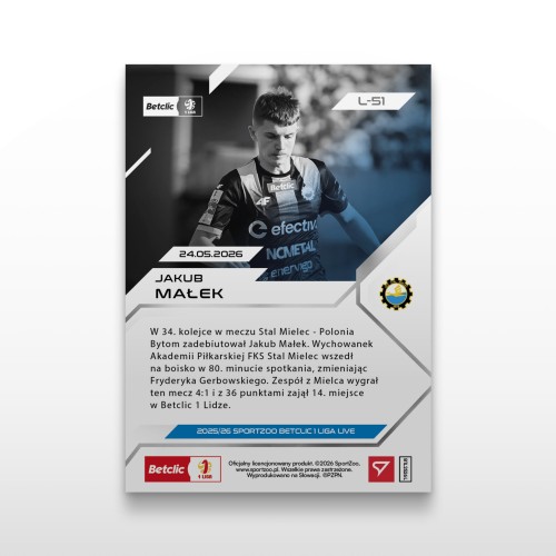 Jakub Małek - SportZoo Betclic 1 Liga 2025/26 LIVE - Back