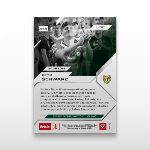 Petr Schwarz - SportZoo Betclic 1 Liga 2025/26 LIVE - Back
