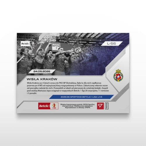 Wisła Kraków - SportZoo Betclic 1 Liga 2025/26 LIVE - Back