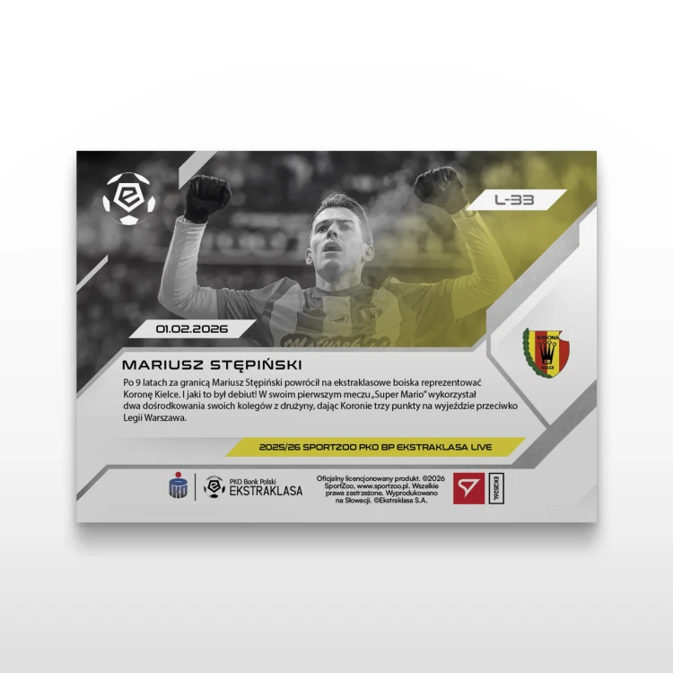 Mariusz Stępiński - SportZoo PKO BP Ekstraklasa 2025/26 LIVE - Back