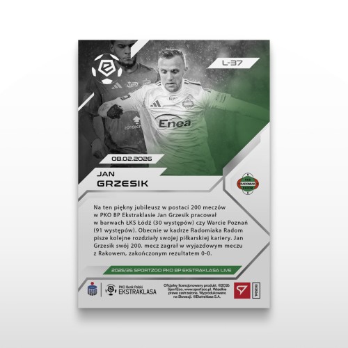 Jan Grzesik - SportZoo PKO BP Ekstraklasa 2025/26 LIVE - Back
