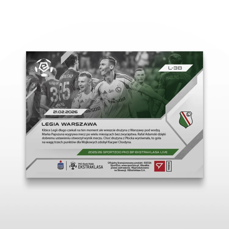 Legia Warszawa - SportZoo PKO BP Ekstraklasa 2025/26 LIVE - Back
