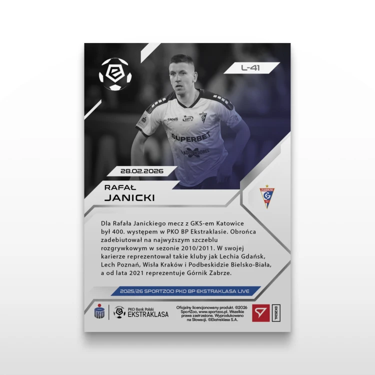 Rafał Janicki - SportZoo PKO BP Ekstraklasa 2025/26 LIVE - Back