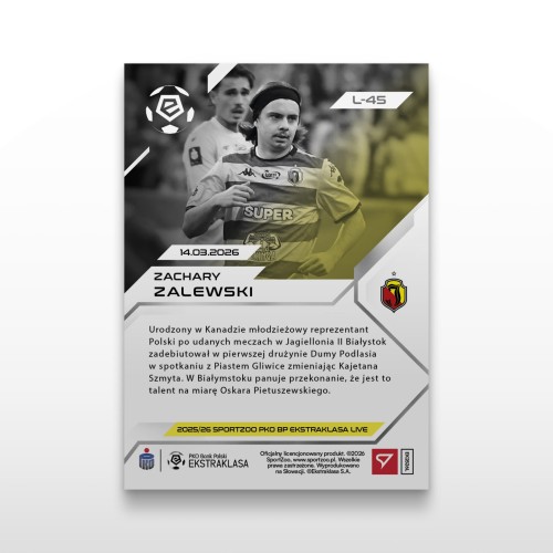 Zachary Zalewski - SportZoo PKO BP Ekstraklasa 2025/26 LIVE - Back