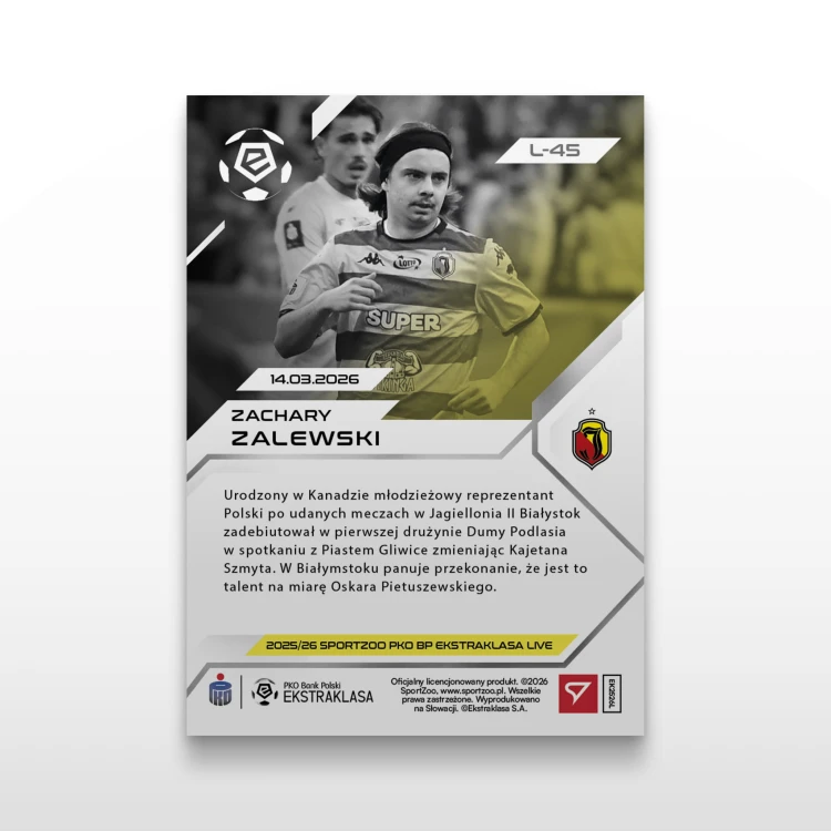 Zachary Zalewski - SportZoo PKO BP Ekstraklasa 2025/26 LIVE - Back