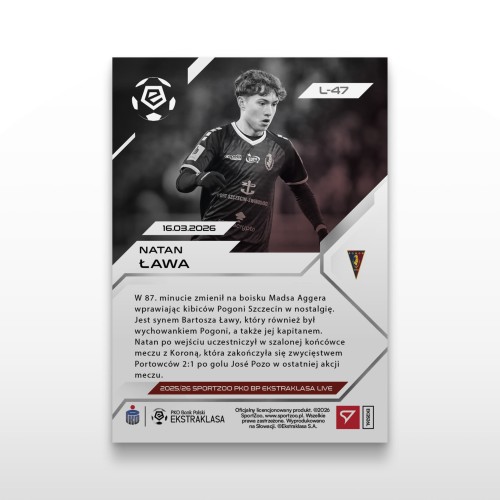 Natan Ława - SportZoo PKO BP Ekstraklasa 2025/26 LIVE - Back