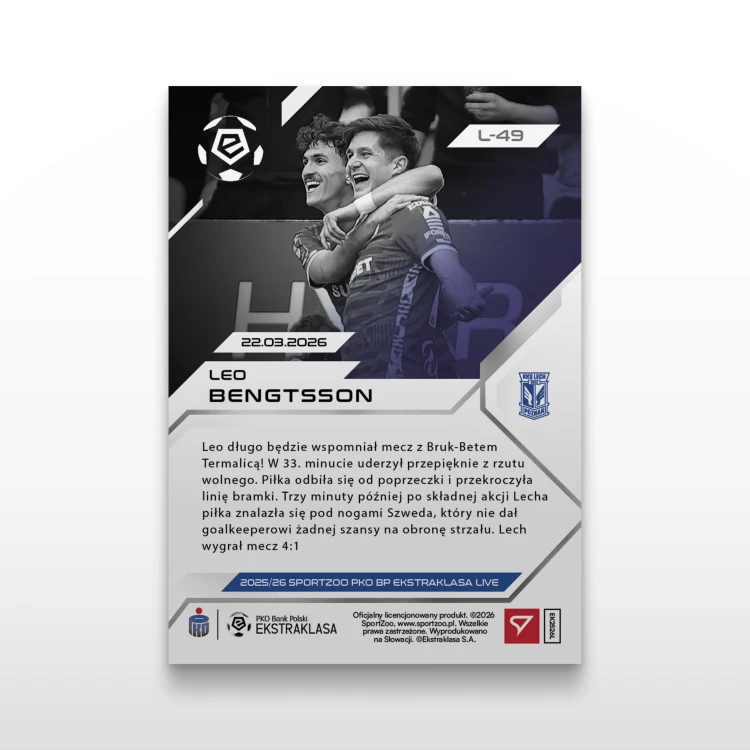 Leo Bengtsson - SportZoo PKO BP Ekstraklasa 2025/26 LIVE - Back