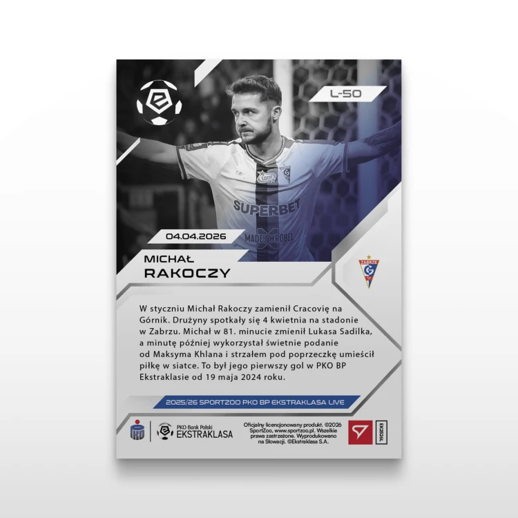 Michał Rakoczy - SportZoo PKO BP Ekstraklasa 2025/26 LIVE - Back