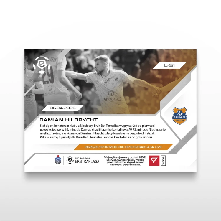 Daniel Hilbrycht - SportZoo PKO BP Ekstraklasa 2025/26 LIVE - Back