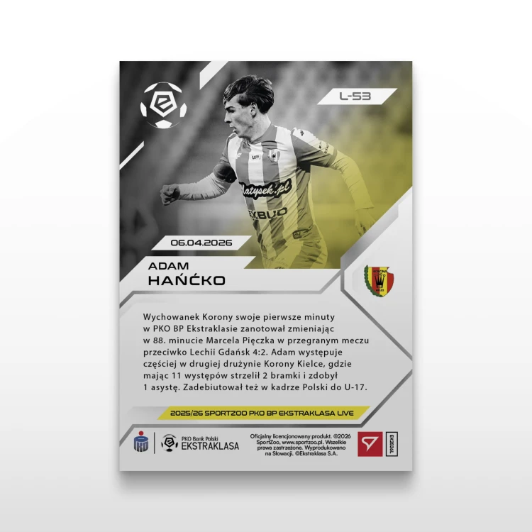 Adam Hańćko - SportZoo PKO BP Ekstraklasa 2025/26 LIVE - Back