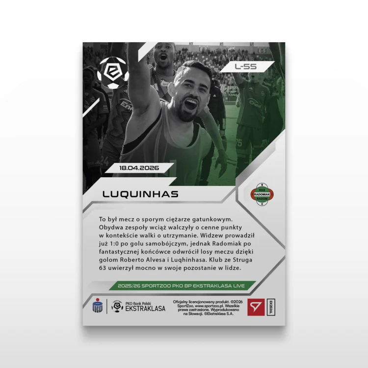 Luquinhas - SportZoo PKO BP Ekstraklasa 2025/26 LIVE - Back