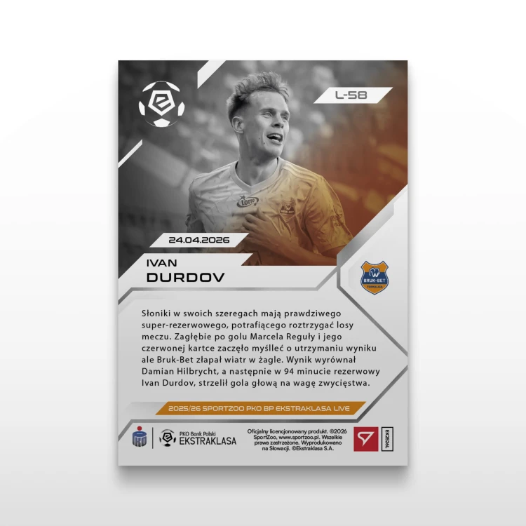 Ivan Durdov - SportZoo PKO BP Ekstraklasa 2025/26 LIVE - Back