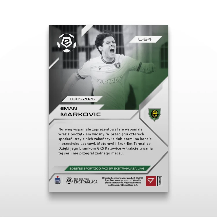 Eman Markovic - SportZoo PKO BP Ekstraklasa 2025/26 LIVE - Back