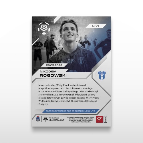 Nikodem Rogowski - SportZoo PKO BP Ekstraklasa 2025/26 LIVE - Back