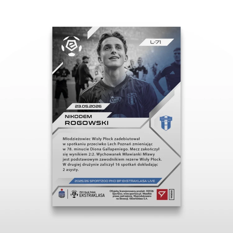 Nikodem Rogowski - SportZoo PKO BP Ekstraklasa 2025/26 LIVE - Back
