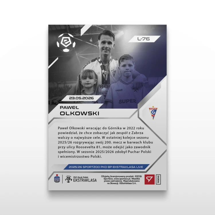 Paweł Olkowski - SportZoo PKO BP Ekstraklasa 2025/26 LIVE - Back