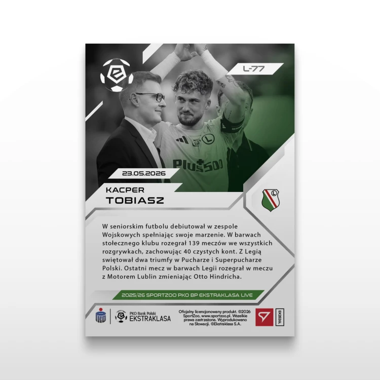 Kacper Tobiasz - SportZoo PKO BP Ekstraklasa 2025/26 LIVE - Back