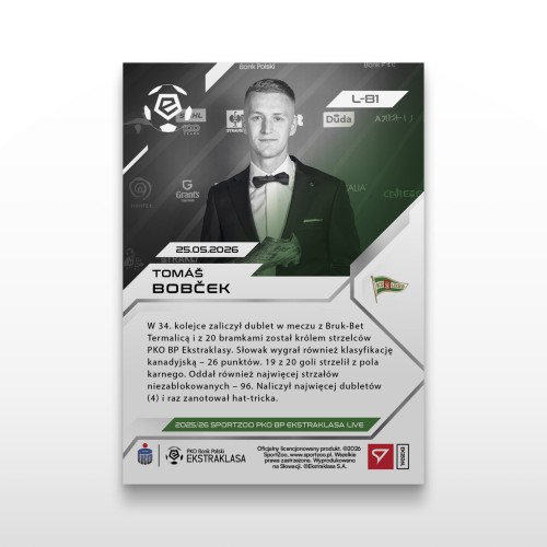 Tomáš Bobček - SportZoo PKO BP Ekstraklasa 2025/26 LIVE - Back