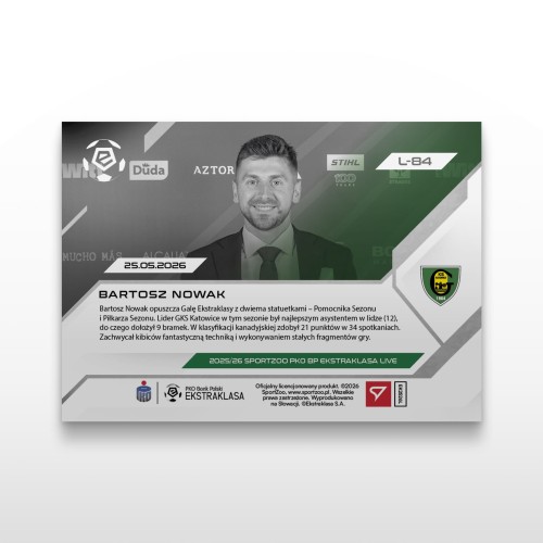 Bartosz Nowak - SportZoo PKO BP Ekstraklasa 2025/26 LIVE - Back