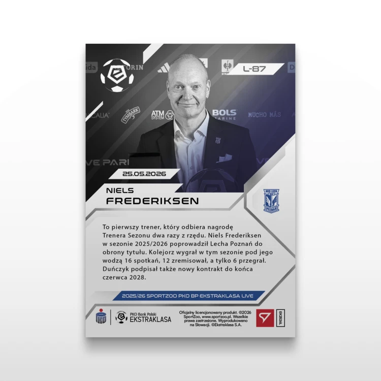 Niels Frederiksen - SportZoo PKO BP Ekstraklasa 2025/26 LIVE - Back