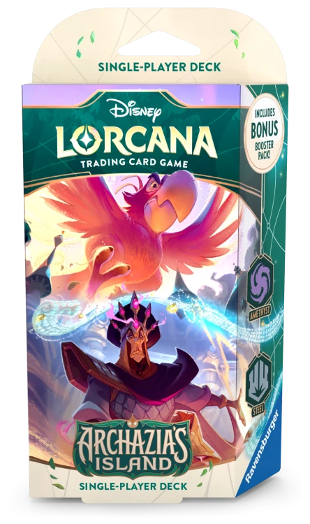 Boostermania Disney Lorcana Archazias Island  Amethyst and Steel Starter Deck