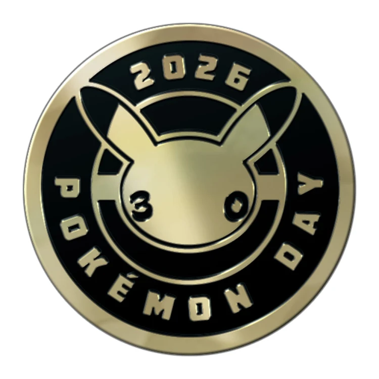Limitowana metaliczna moneta na 30 lecie Pokemonów z zestawu 2026 Pokemon Day Collection