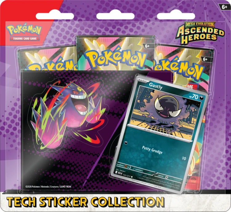 Pokemon TCG Mega Evolution Ascended Heroes Tech Sticker Collection Gastly Mega Gengar - przód