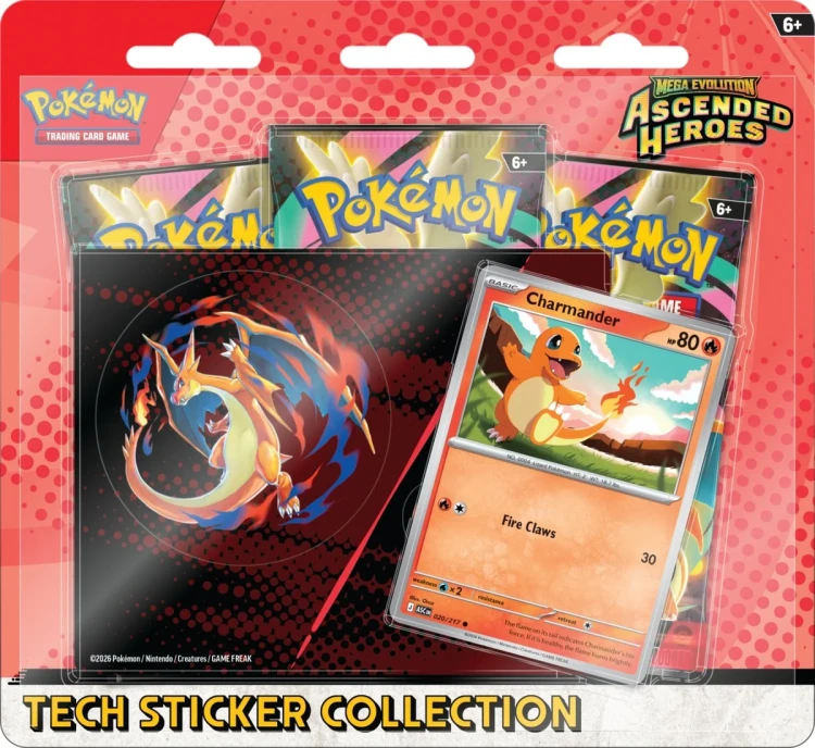 Pokémon TCG Mega Evolution Ascended Heroes Tech Sticker Collection Charmander &amp; Mega Charizard Y - przód
