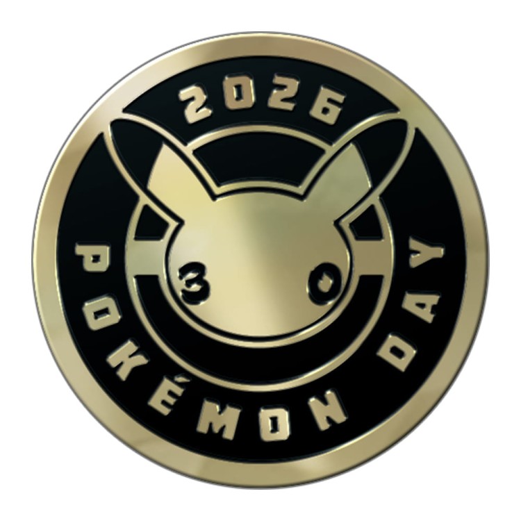 Limitowana metaliczna moneta na 30 lecie Pokemonów z zestawu 2026 Pokemon Day Collection