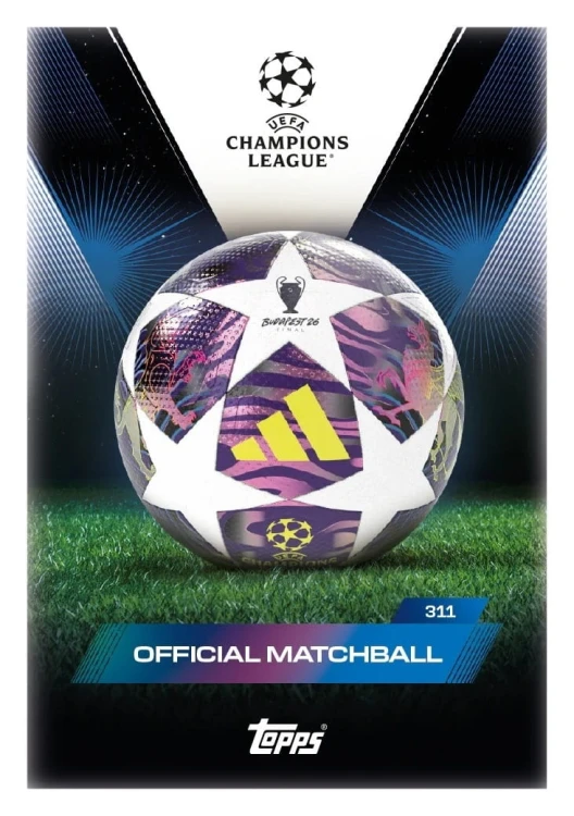 Karty TOPPS MATCH ATTAX EXTRA 2025 2026 MEGA puszka Blitzballers - karta Official Matchball Champions League