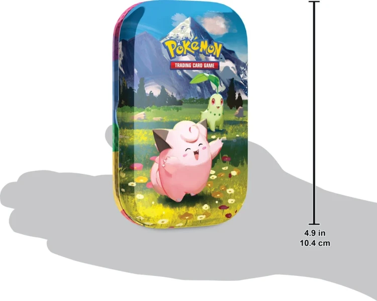 Mini Tin Clefairy Chikorita puszka Pokémon TCG Mega Evolution Ascended Heroes - rozmiar