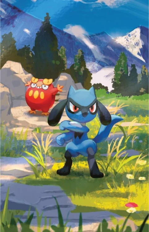 Mini Tin Riolu Darumaka puszka Pokémon TCG Mega Evolution Ascended Heroes - grafika z Riolu i Darumaką