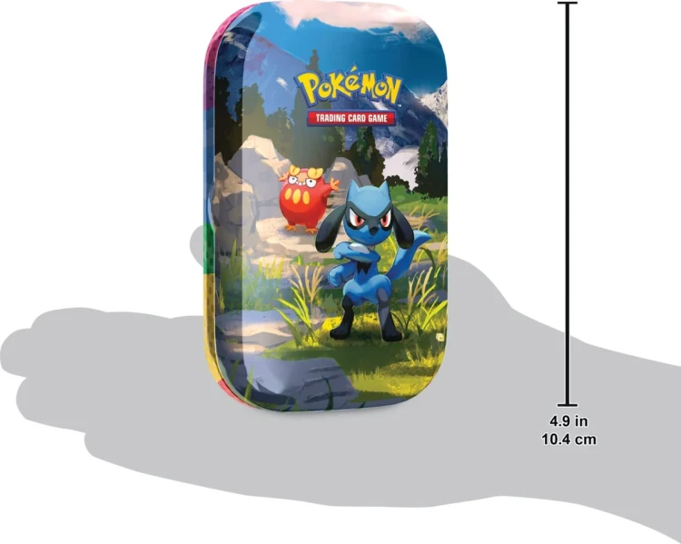 Mini Tin Riolu Darumaka puszka Pokémon TCG Mega Evolution Ascended Heroes - wymiary