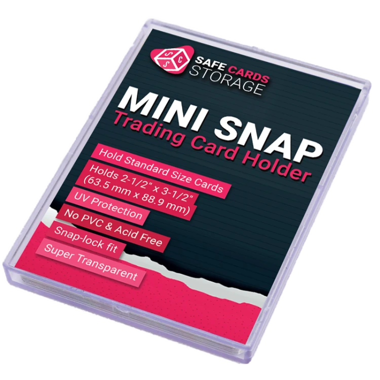 Mini Snap Card Holder 35PT Safe Cards Storage Ultra Clear - front