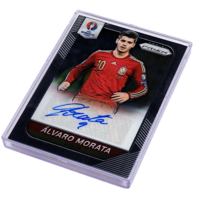 Mini Snap Card Holder 35PT Safe Cards Storage Ultra Clear zestaw 10 sztuk - karta Alvaro Morata w holderze